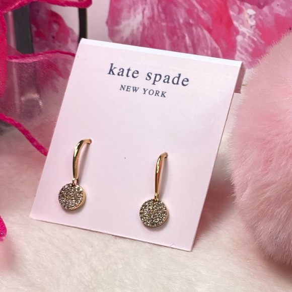 NEW KATE SPADE GOLD PAVE DROP EARRINGS - Picture 4 of 6